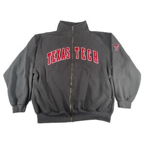 Texas Tech Red Raiders Sweater Mens Medium Black Full Zip Mock Neck Oarsman 913